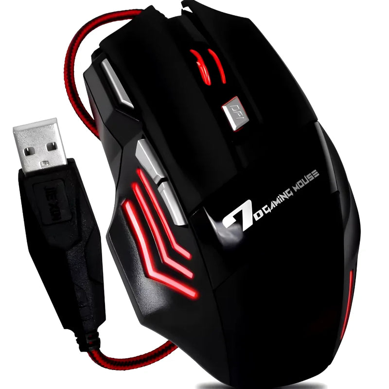 Mouse Gamer Laser Led Usb 7 Botões Profissional