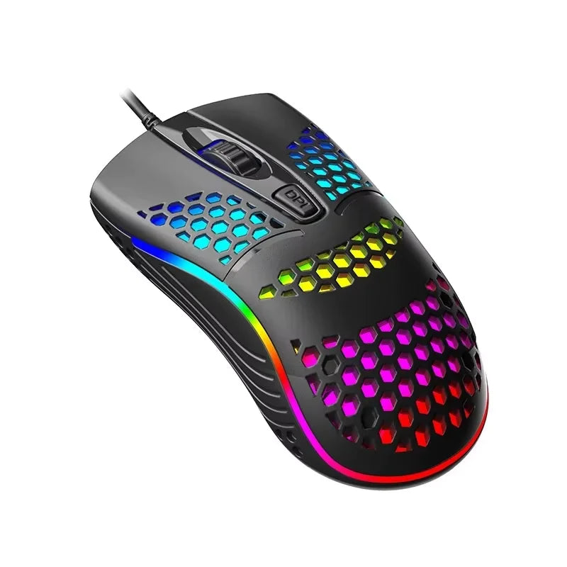 Mouse Gamer Óptico USB RGB de Alta Precisão – Iluminação Personalizável, Design Ergonômico e Durável