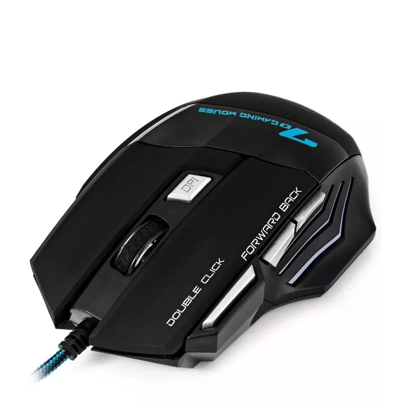 Mouse Gamer Usb com Fio de Nylon 7 Botões e Iluminação LED