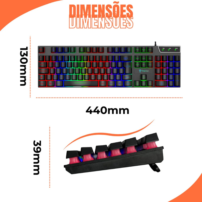 Combo Teclado Semi-mecânico, Mouse Gamer Rgb, Mousepad e Headset