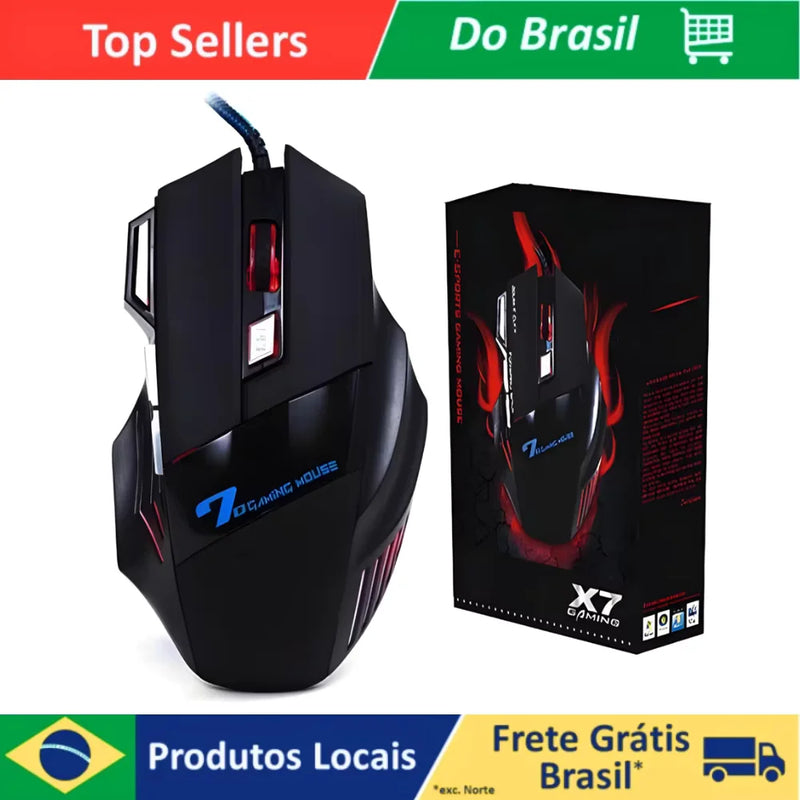 Mouse Gamer Laser Led Usb 7 Botões Profissional