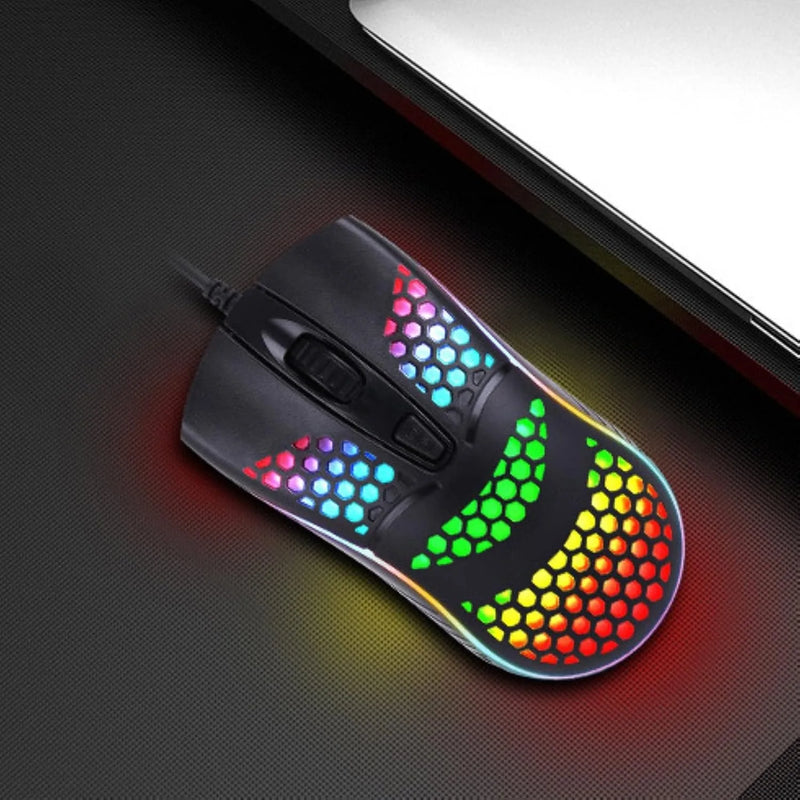 Mouse Gamer Óptico USB RGB de Alta Precisão – Iluminação Personalizável, Design Ergonômico e Durável