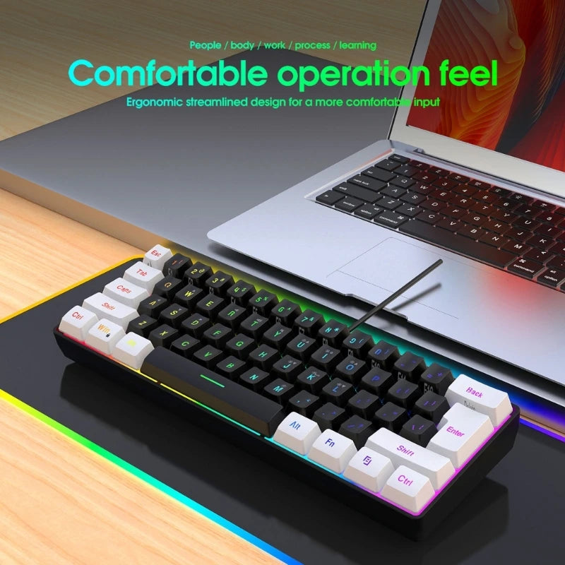 Teclado Gamer TA5C - 61 Teclas USB, Silencioso e Ergonômico