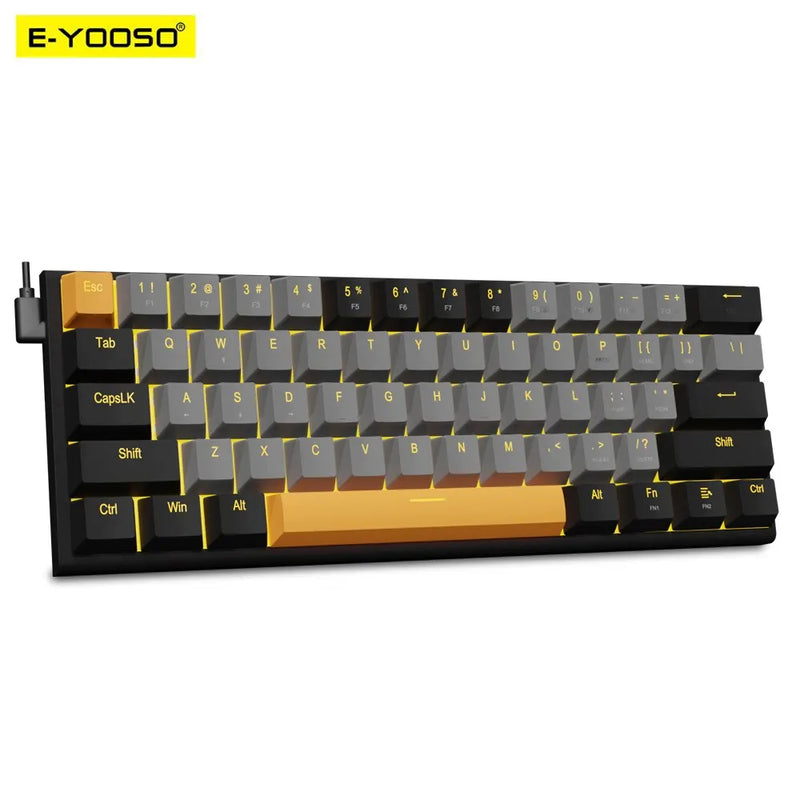 Teclado Mecânico USB E-YOOSO Z11 - 61 Teclas, Switch Vermelho, para PC e Laptop, Idiomas Russo e Português Brasileiro