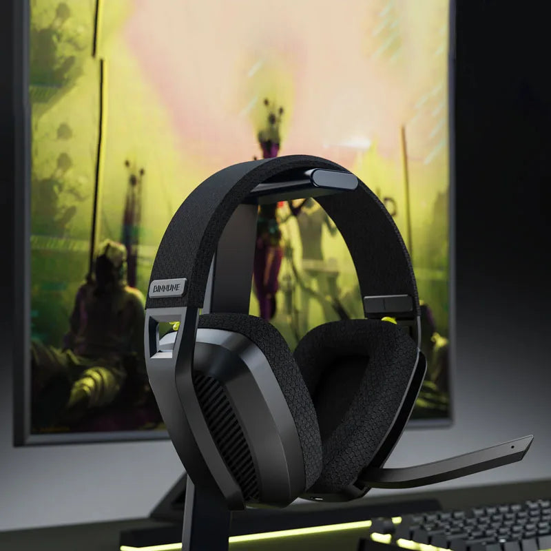 Headset Gamer Sem Fio Bluetooth BINNUNE 2.4GHz com Microfone para PS5, PC e mais