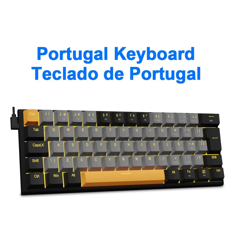 Teclado Mecânico USB E-YOOSO Z11 - 61 Teclas, Switch Vermelho, para PC e Laptop, Idiomas Russo e Português Brasileiro