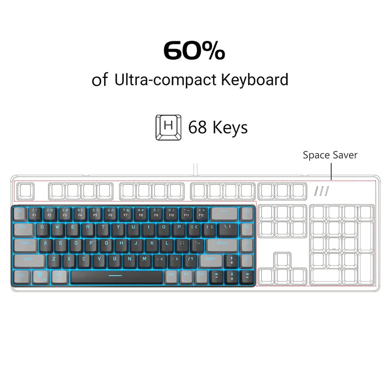 Teclado mecânico MageGee 60%, MK-Box