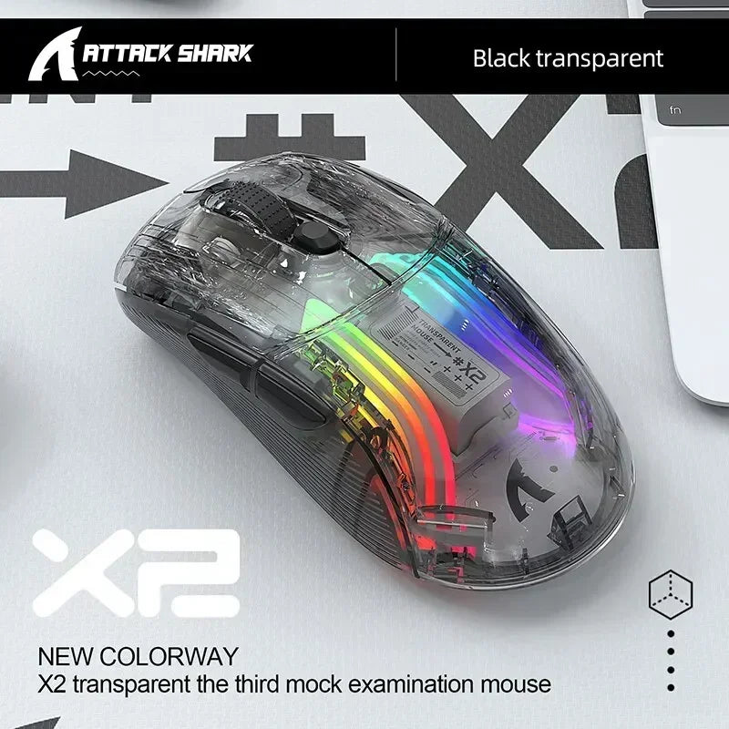 Attack Shark X2/X6/X11 Bluetooth Mouse,Tri-Mode Connection,RGB Touch Magnetic Charging Base,Macro Gaming Mouse mouse wireless