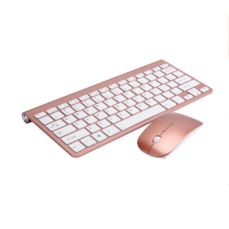 Combo Teclado e Mouse Sem Fio 2.4GHz - Ouro Rosa