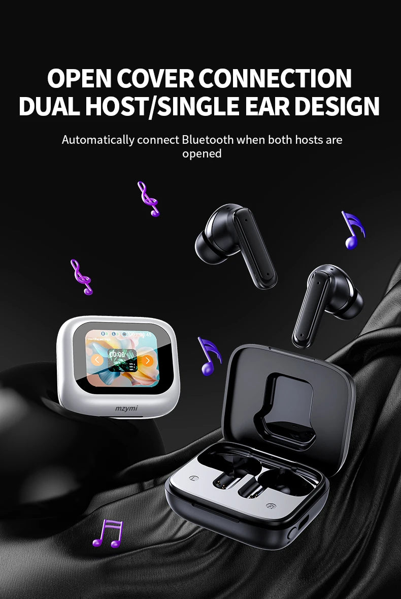 mzymi E18 Pro Fones de Ouvido Sem Fio ANC Bluetooth 5.4, Fones Esportivos à Prova d'Água, Headset In-Ear com Microfone para XIAOMI