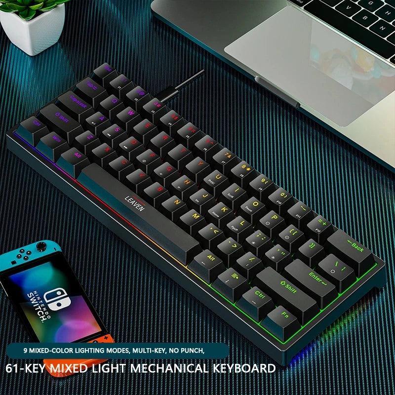 Teclado Mecânico Mini RGB Retroiluminado K620 - 60% DIY Custom PBT Keycap Hotswap - Pink/Branco USB para PC