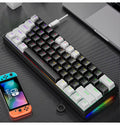 Teclado Mecânico Mini RGB Retroiluminado K620 - 60% DIY Custom PBT Keycap Hotswap - Pink/Branco USB para PC