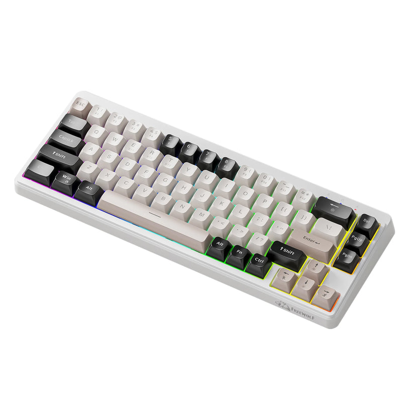 Teclado para jogos sem fio M68, conexão tri-modo, tampa esférica PBT, luz arco-íris, adequado para computadores, laptops e Mac