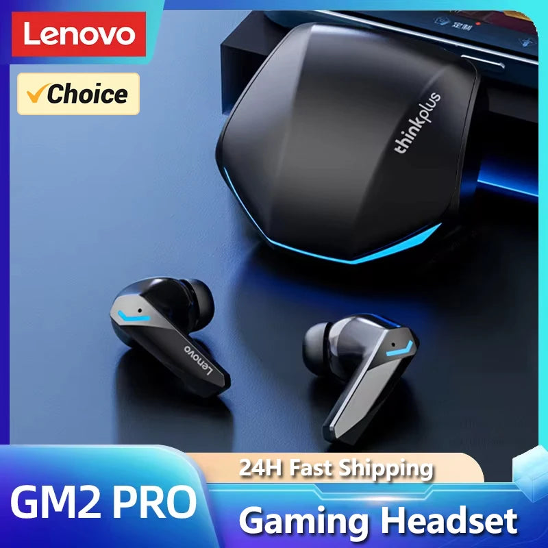 Fone de Ouvido Bluetooth Lenovo GM2 Pro 5.3 Sem Fio, Earbuds de Baixa Latência, Chamadas em HD, Modo Duplo, Headset Gamer com Microfone